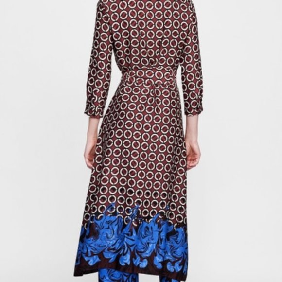 Zara Blue Geometric Floral Dress - Picture 2 of 10